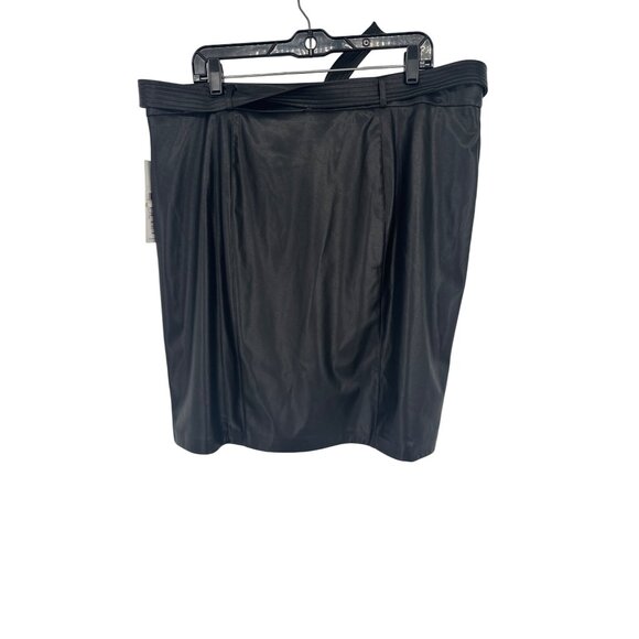 Calvin Klein Womens Black Faux Leather Skirt Size 16W New - Picture 3 of 7